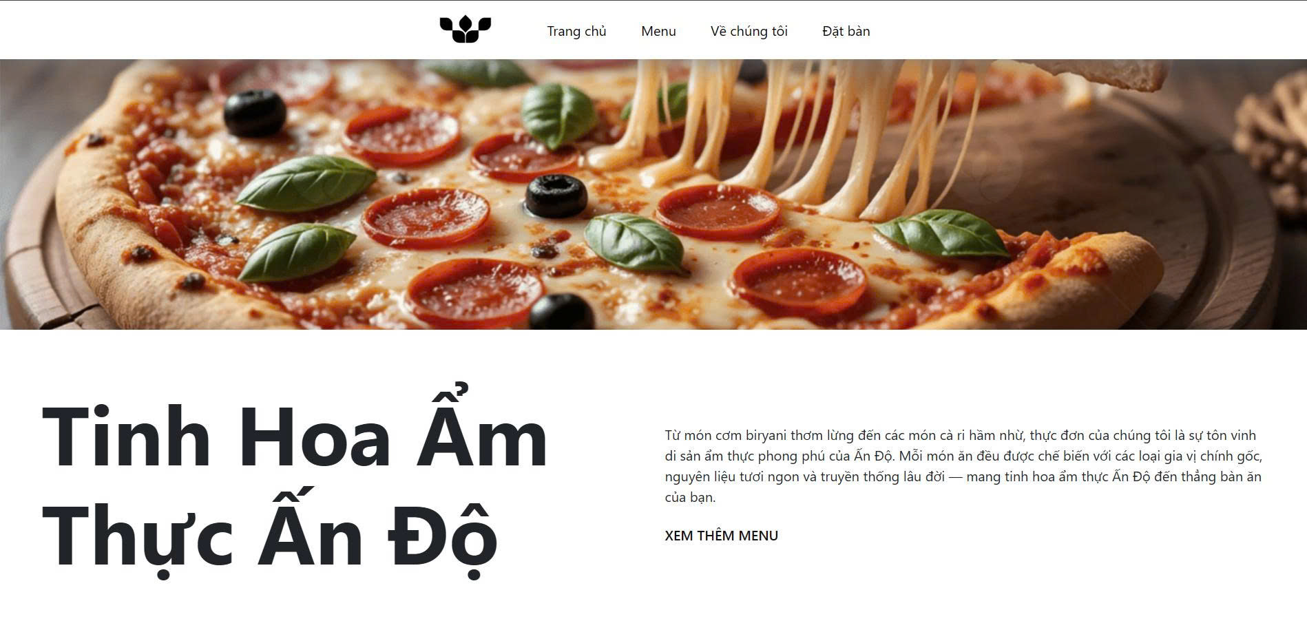 Mẫu Website Nhà Hàng Ấn Độ