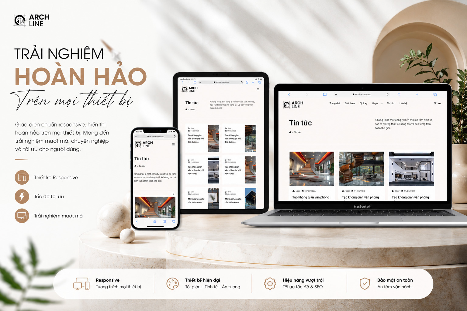 Mẫu Website Kiến Trúc Hiện Đại Chuẩn Responsive