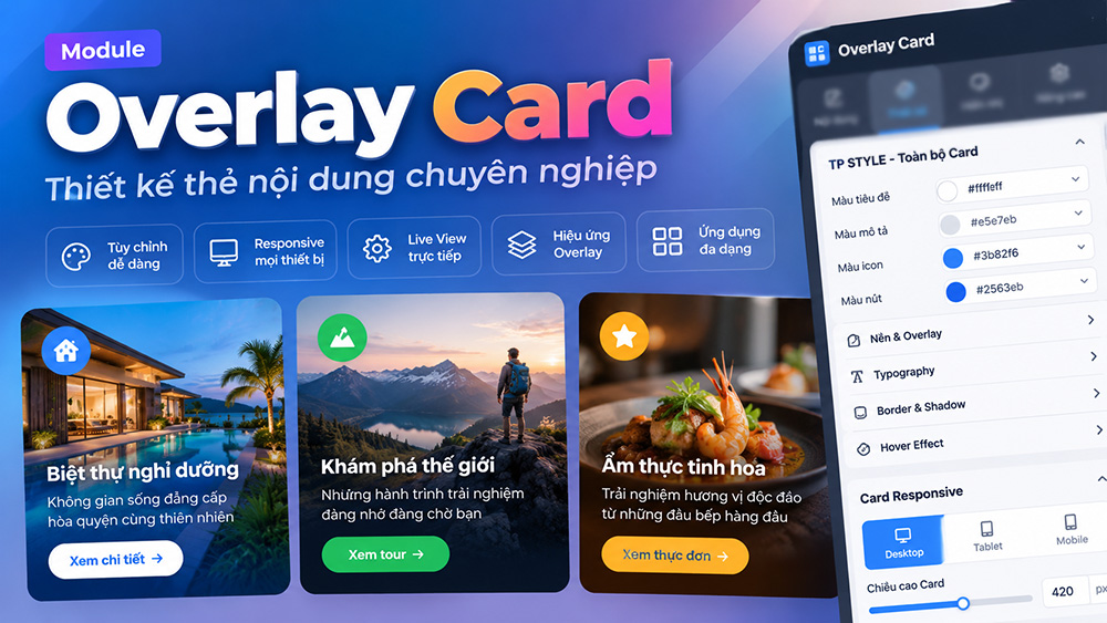 Module Overlay Card – Thiết kế thẻ nội dung nổi bật chuyên nghiệp với Tapato