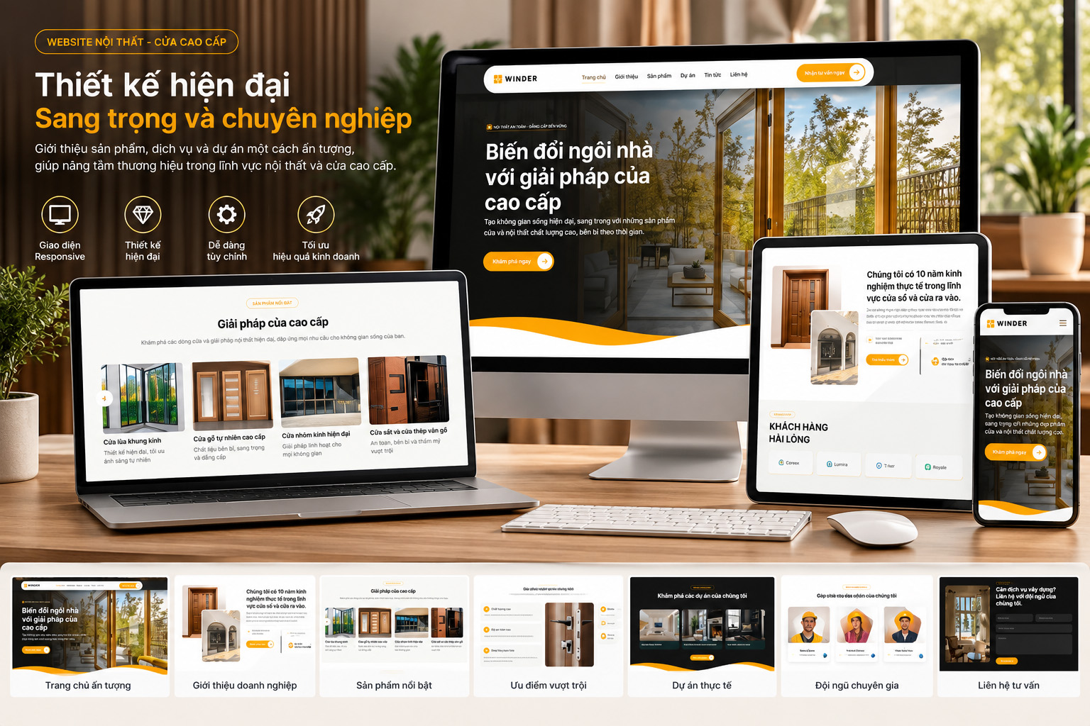 Mẫu website cửa cấp cấp WINDER - Thiết kế sang trọng hiện đại